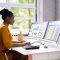 Business woman using AI data analyst
